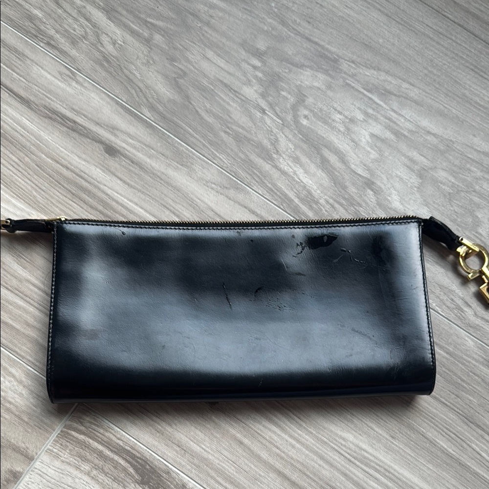 Salvatore Ferragamo Black Leather Clutch